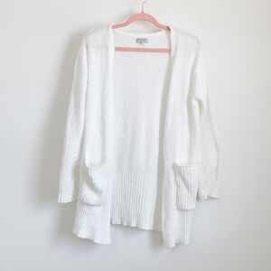 Warm & Cozy Lifestyle White Open front Oversized Cardigan small